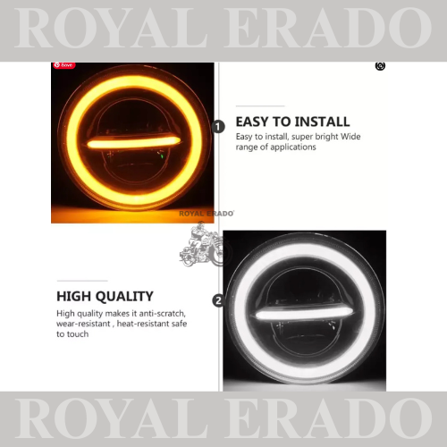 ROYAL ERADO 7" MINIUS WITH RING head light for royal enfield classic , electra , standard