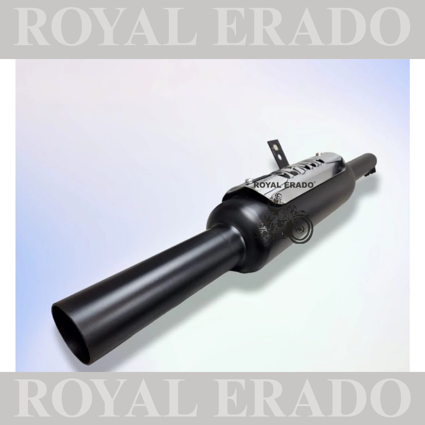 NEW INDORI EXHAUST SILENCER BLACK & CHROME PLATE FOR ROYAL ENFIELD CLASSIC