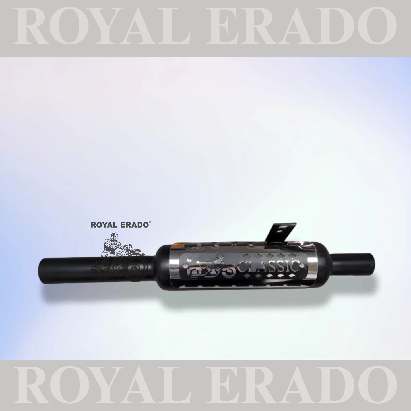 INDORI EXHAUST SILENCER BLACK & CHROME PLATE FOR ROYAL ENFIELD CLASSIC