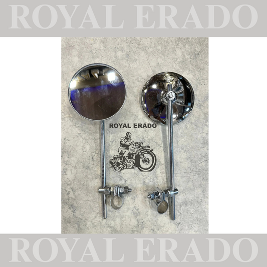 Straight rod mirror handle bar fitting in metal vintage g2 old model style for royal enfield standard electra classic.