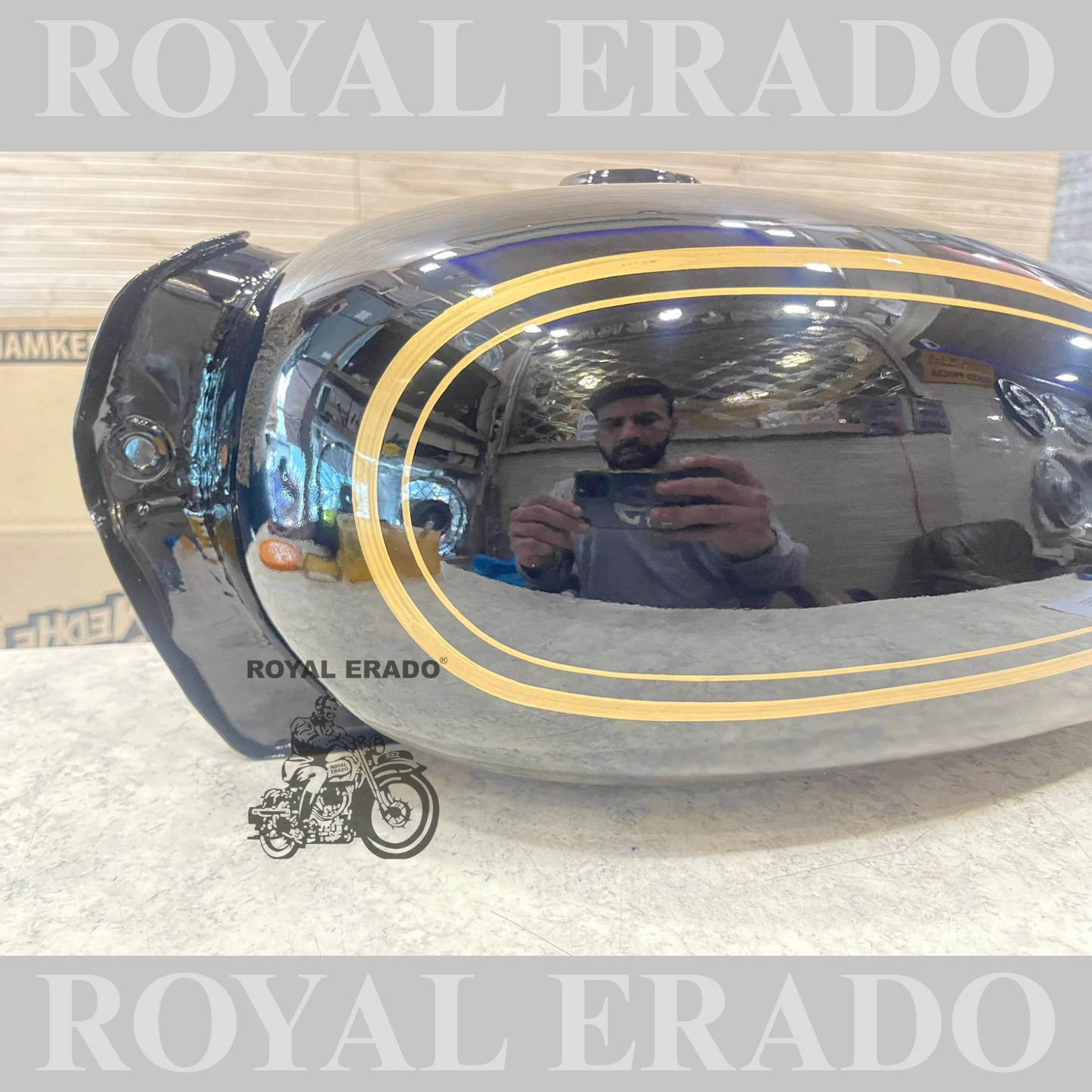 Royal enfield tank for standard old model with lining  machismo design.