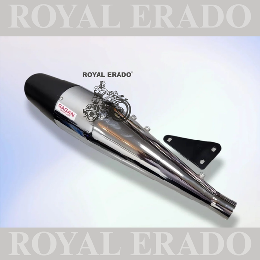 DOLPHIN PREMIUM SILENCER BLACK & CHROME  FOR ROYAL ENFIELD CLASSIC ELECTRA STANDARD