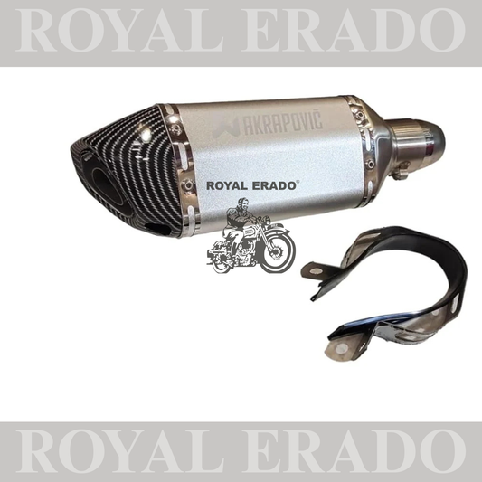Universal Hexa Cut AKRAPOVIC Muffler Exhaust Pipe Akrapovic Exhaust WID DB Killer Slip On Exhaust Silencer 36-51 mm SILVER WITH CARBON FIBER