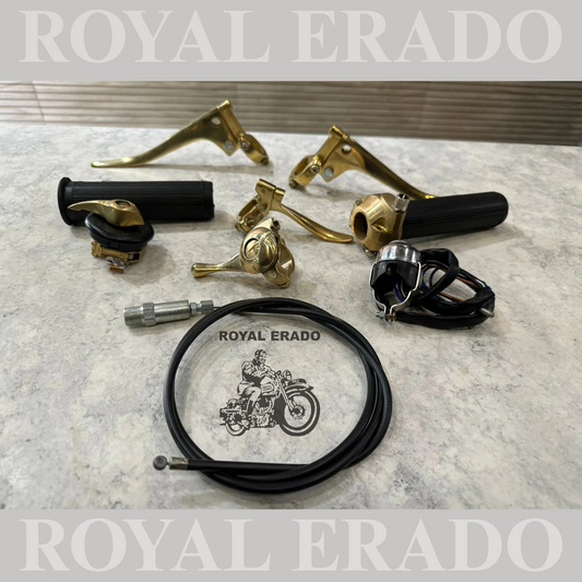 Brand New Vintage ROYAL ENFIELD Bullet Early Models handle grip , choke lever & cable , decompressor lever , clutch & brake lever , head light switch , horn dipper switch