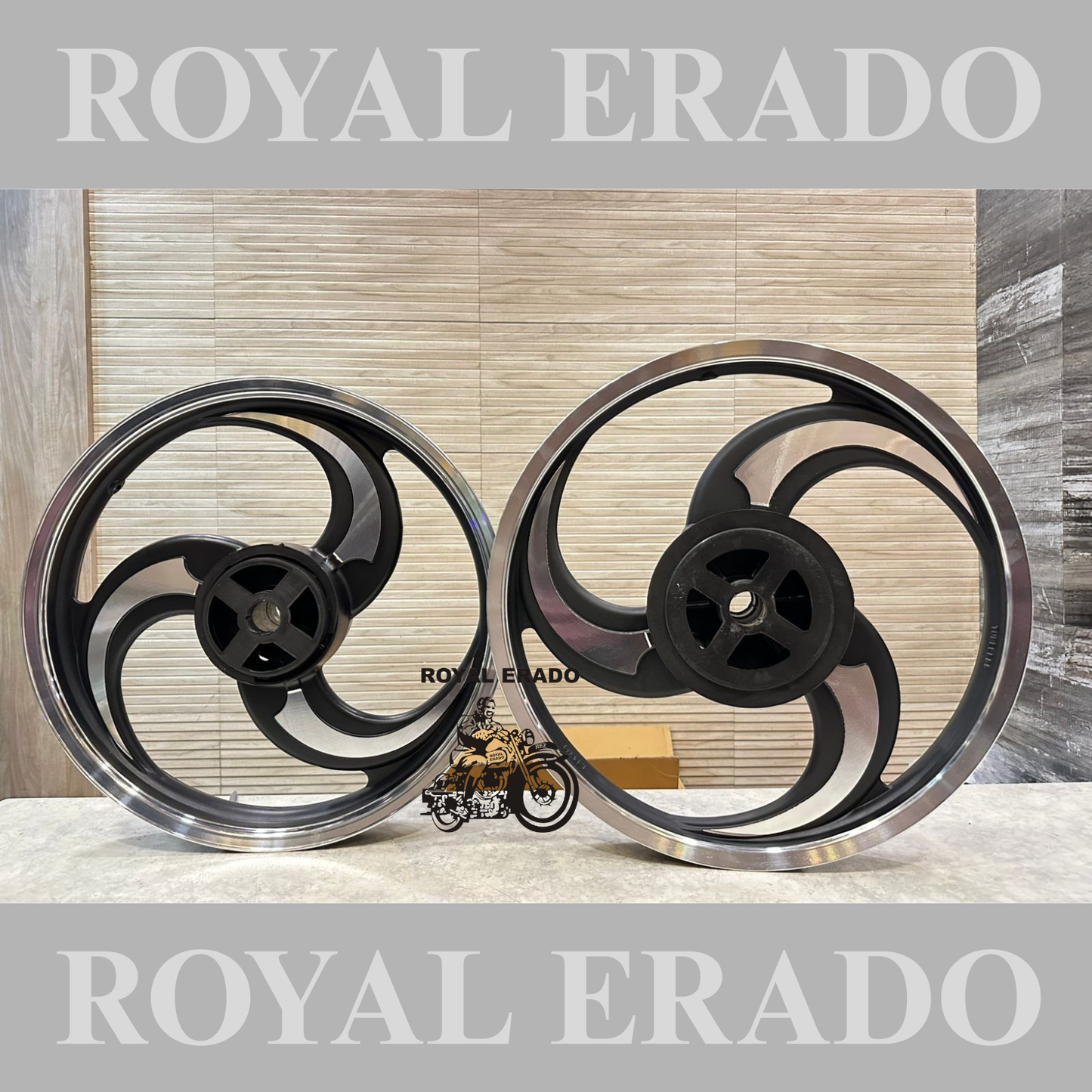 Raceby / kingway 3 S and 3 spoke Talwar Black alloy wheel for Royal Enfield Classic single disc.