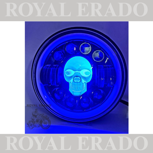 ROYAL ERADO 7" SKULL head light for royal enfield classic , electra , standard