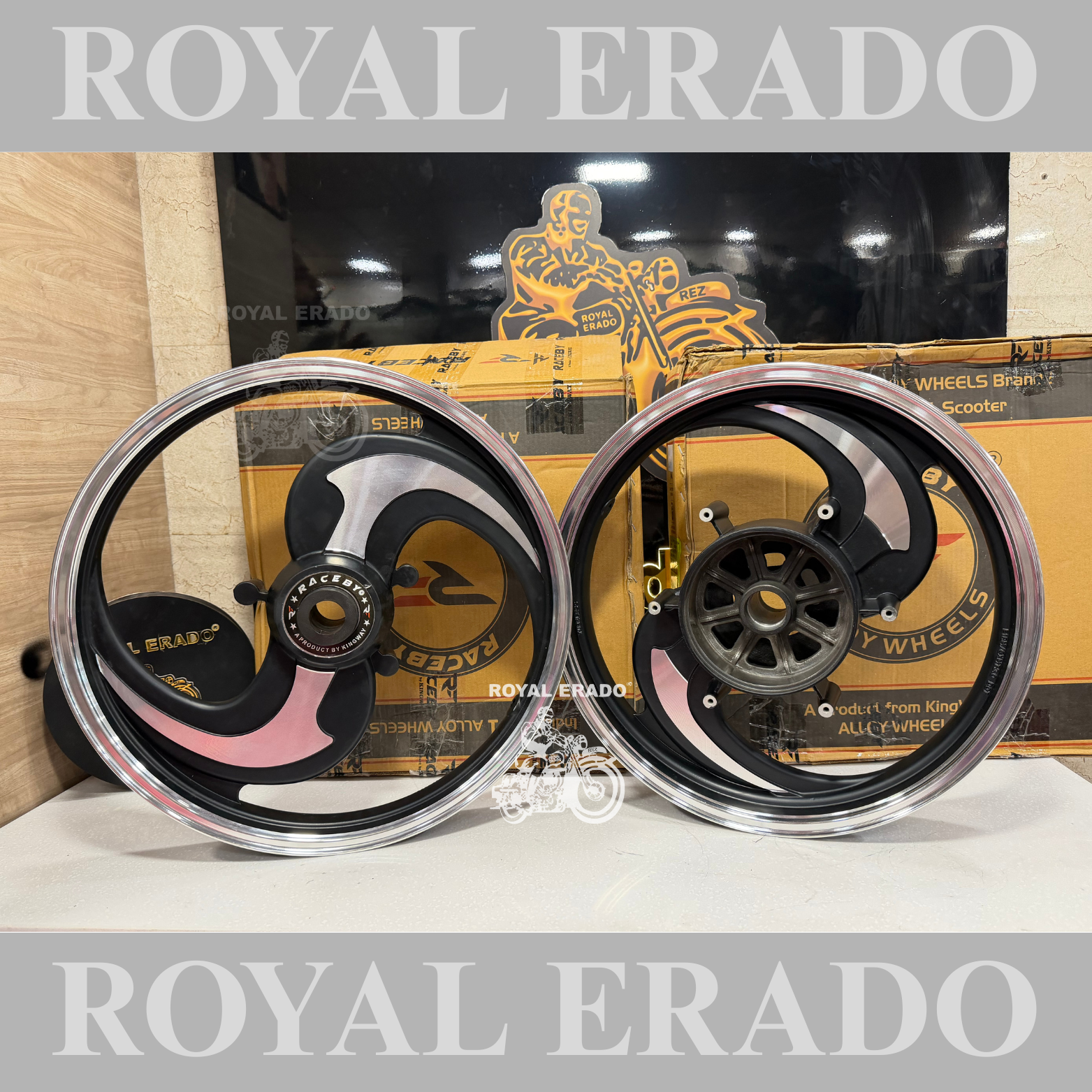 Two Spook Rims Raceby / kingway 2 S spoke 2 s Talwar Black Alloy wheel for Royal Enfi ...