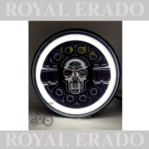 ROYAL ERADO 7" SKULL head light for royal enfield classic , electra , standard
