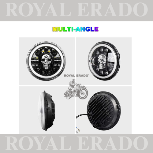 ROYAL ERADO 7" SKULL head light for royal enfield classic , electra , standard