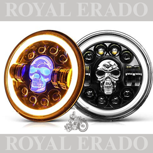 ROYAL ERADO 7" SKULL head light for royal enfield classic , electra , standard
