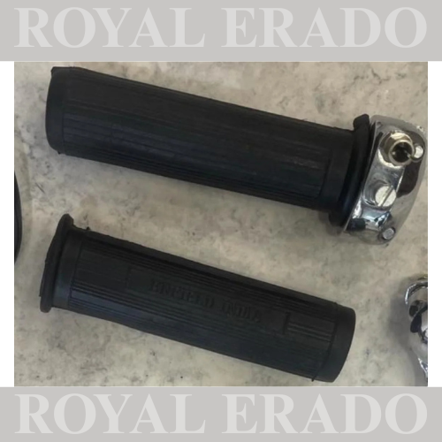 NEW ROYAL ENFIELD CHROME G2 VINTAGE OLD 62 MODEL TYPE HANDLE GRIP WITH THROTTLE 7/8" HANDLE BAR