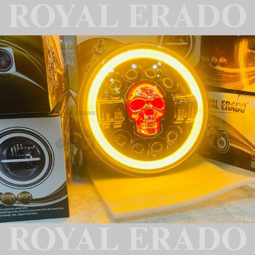 ROYAL ERADO 7" SKULL head light for royal enfield classic , electra , standard