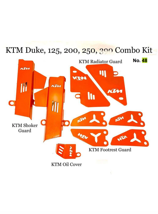 KTM DUKE 125, 200,250,390 SET OF 4 ( SHOCKER GUARD /OIL CAP COVER /FOOTREST GUARD / RADIATOR COVER