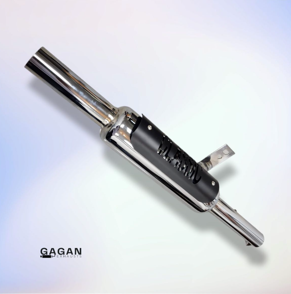 NEW INDORI EXHAUST SILENCER CHROME BLACK PLATE FOR ROYAL ENFIELD CLA Royal Erado Accessories