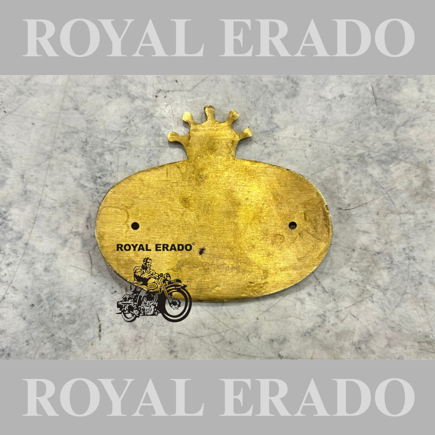 Royal Enfield rear mudguard CAD monogram decal in brass Classic, Electra & Standard