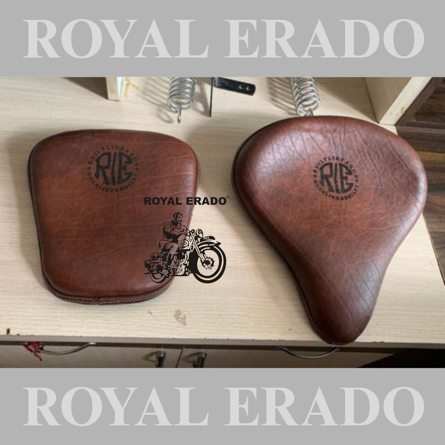 Royal Enfield vintage style 1962 old model g2 kabir singh seat in leather with spring for Reborn Classic Electra and Standard.