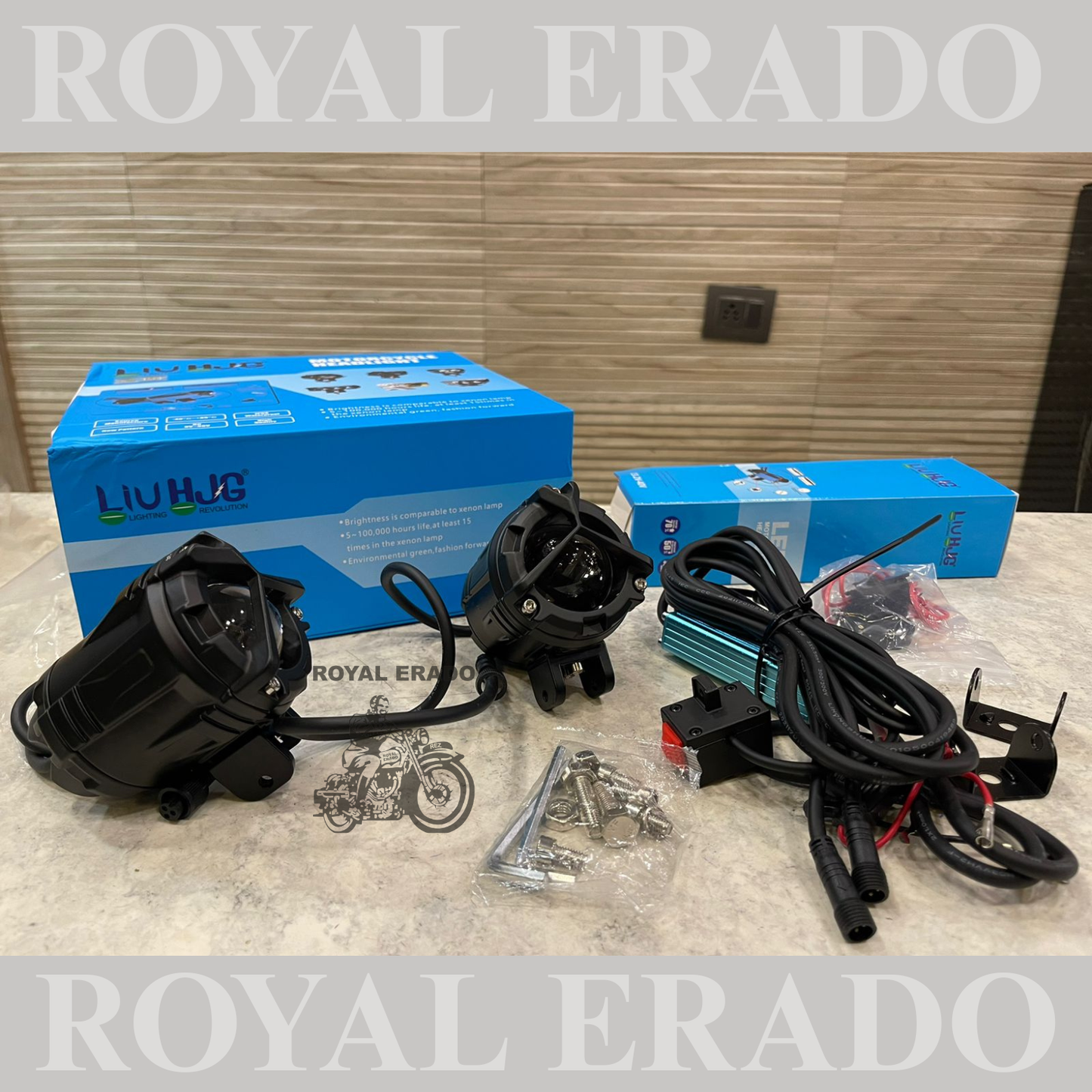 Universal Mercedes style fog light HJG for toyal enfield classic electra standard jawa harley with 3 features yellow , white and yellow white both