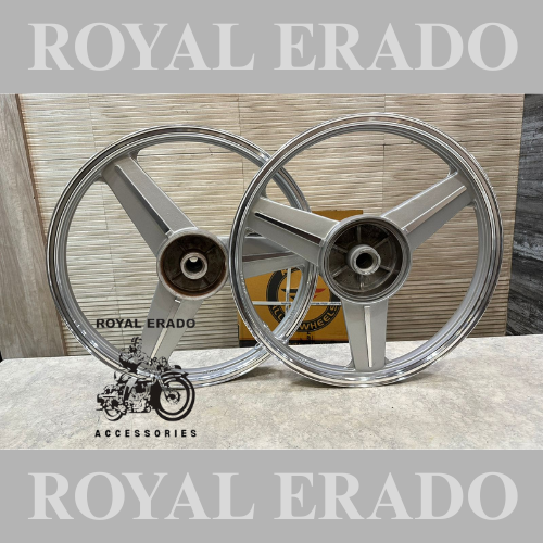 Raceby Kingway  Alloy Wheels Mercedes Diamond Silver Design For Yamaha RX-100.