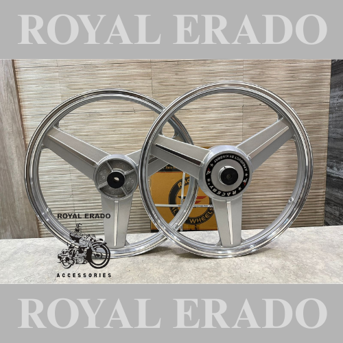Raceby Kingway  Alloy Wheels Mercedes Diamond Silver Design For Yamaha RX-100.