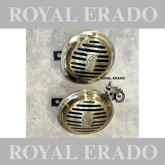 Royal Enfield Brass Medium size Horn set high tone and low tone set for Reborn Classic Electra Battalion Standard Meteor 350 Super Meteor 650, Himalayan , Hunter 350 , Classic 650 Twin , Interceptor 650 and Continetal Gt650