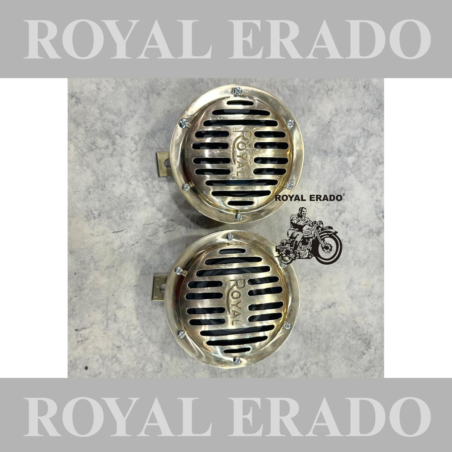 Royal Enfield Brass Medium size Horn set high tone and low tone set for Reborn Classic Electra Battalion Standard Meteor 350 Super Meteor 650, Himalayan , Hunter 350 , Classic 650 Twin , Interceptor 650 and Continetal Gt650