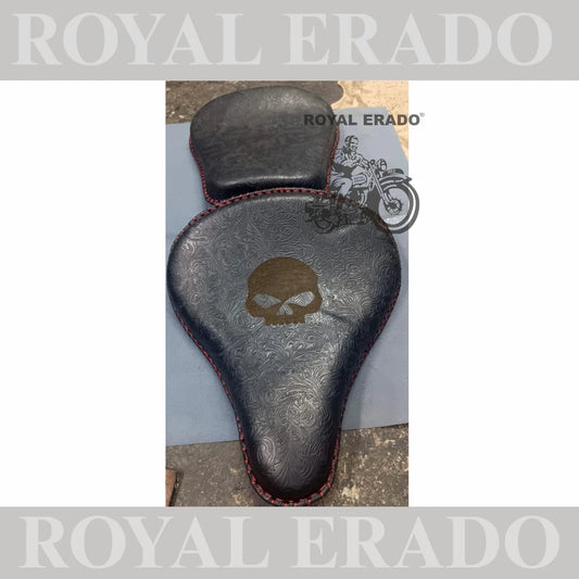 Royal Enfield leather seat for Reborn Classic Kabir sing style black with skull logo seat with springs