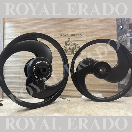 PAJERO 2 Spokes Broad S designed black Alloy Wheel for STANDARD ABS Royal-Enfield Bullet X 350CC, Electra, Thunderbird 2010 model