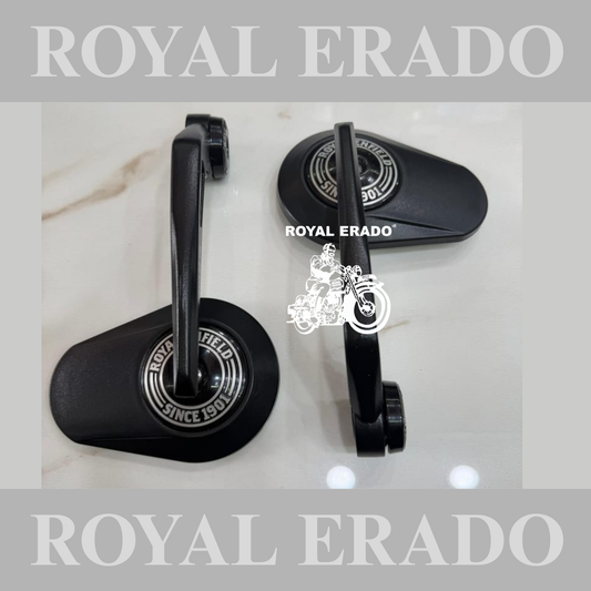 Oval bar end mirror black for Royal Enfield Reborn Classic Electra and Standard Battalion Meteor 350 Super Meteor 650 Interceptor , Gt Continental Hunter 350.