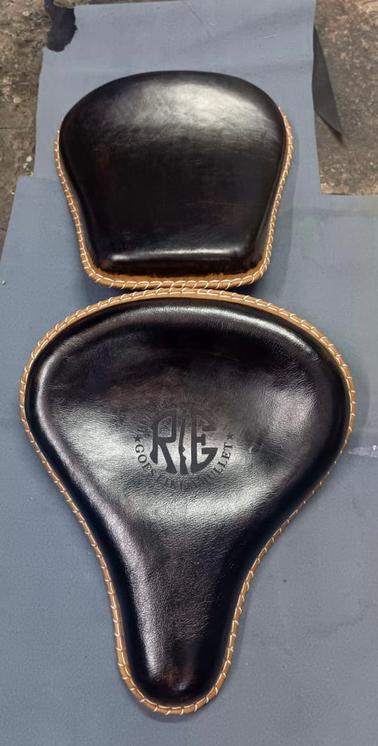 Royal enfield vintage style kabir singh leather seat with spring old style g2 Classic , Electra and standard