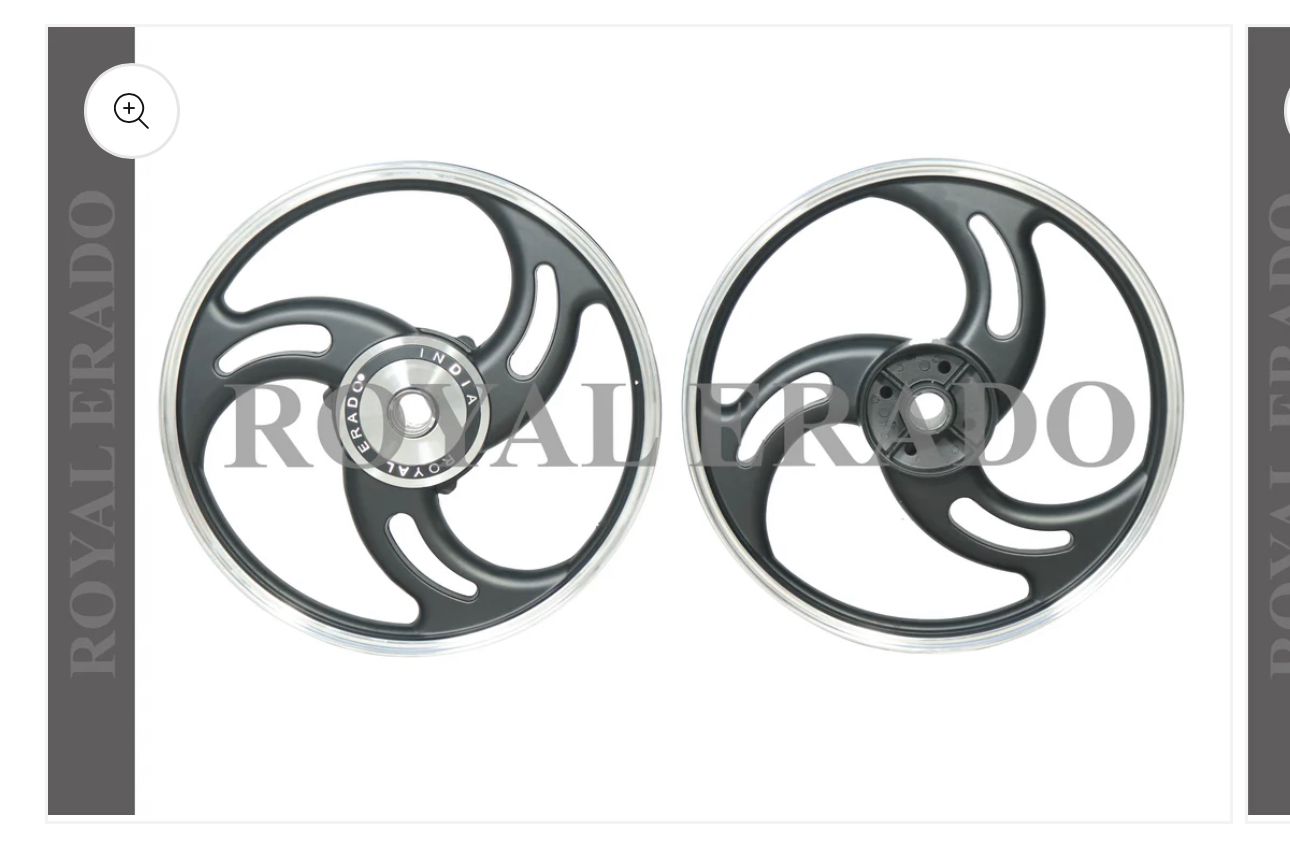 Royal Erado 3 SPOKE BLACK DESIGN Alloy Wheel set For Royal-Enfield standard big drum