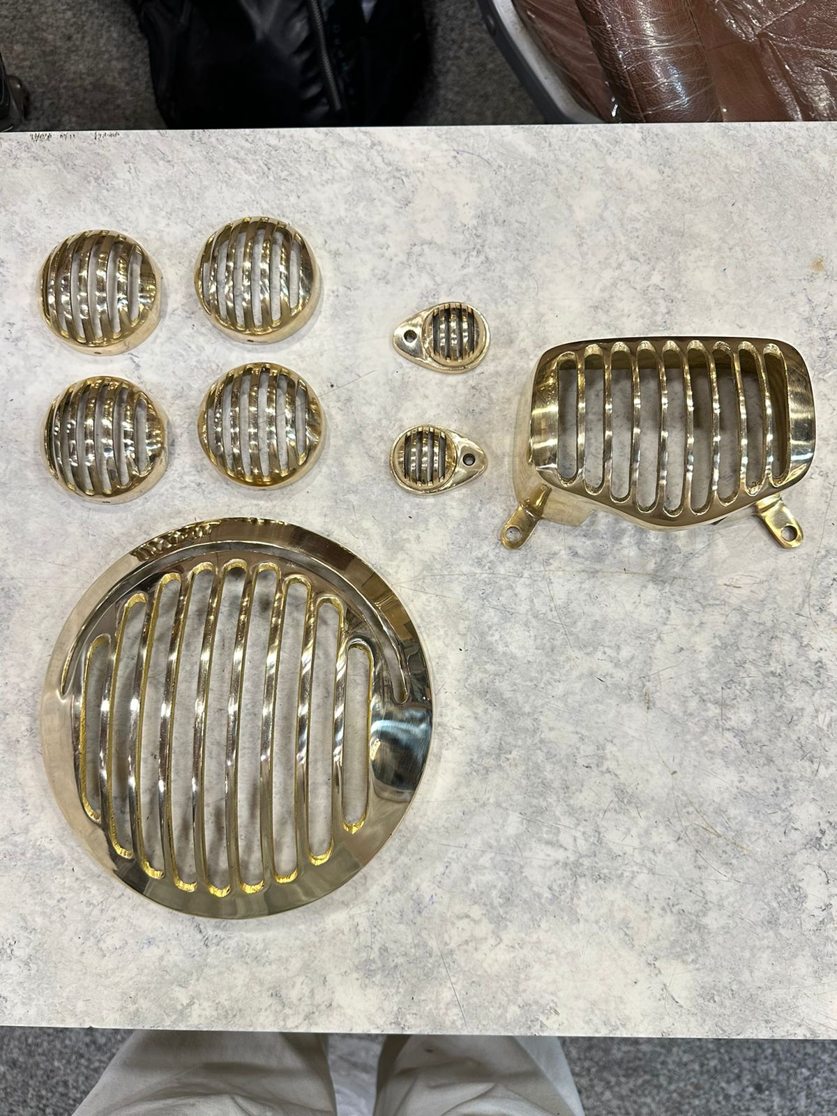 new standaRoyal Enfield new standard battalion brass grill set / jali set for head light / parking light / indicator / tail light.rd battalion brass grill / jali set for head light / parking light / indicator / tail light for Royal Enfield