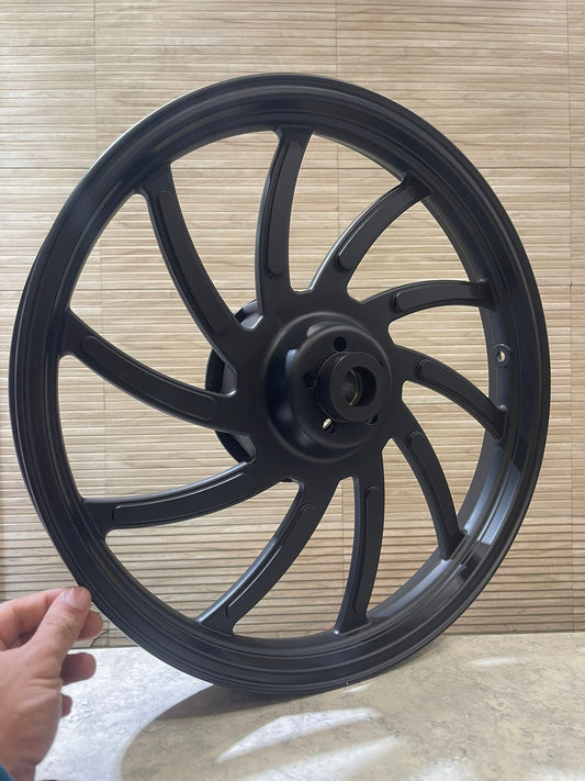 Pajero 10 spoke original type Black alloy for ROYAL ENFIELD REBORN CLASSIC & NEW STANDARD DOUBLE DISC.