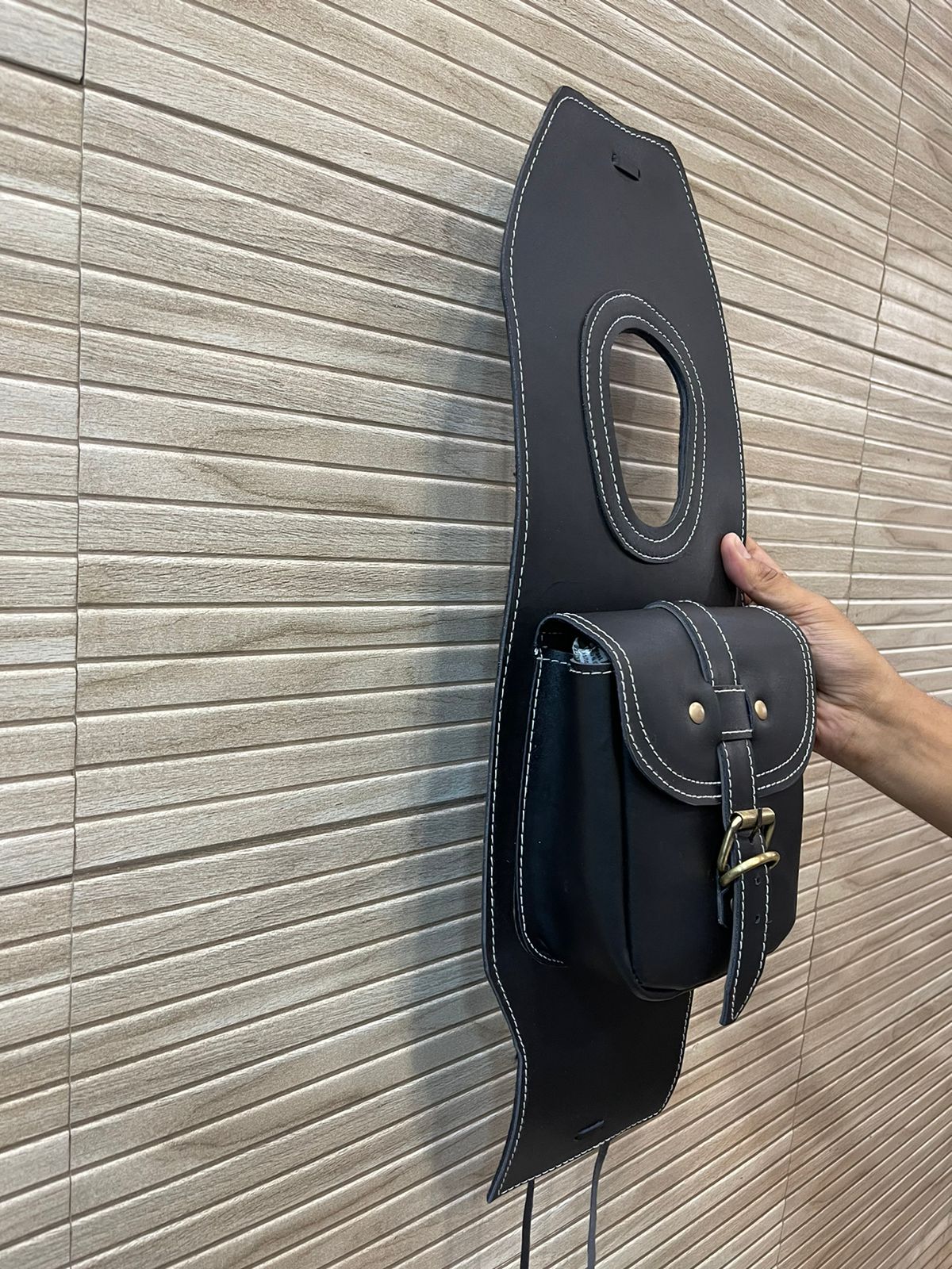 Royal enfield reborn classic and old classic leather tank cover in black.