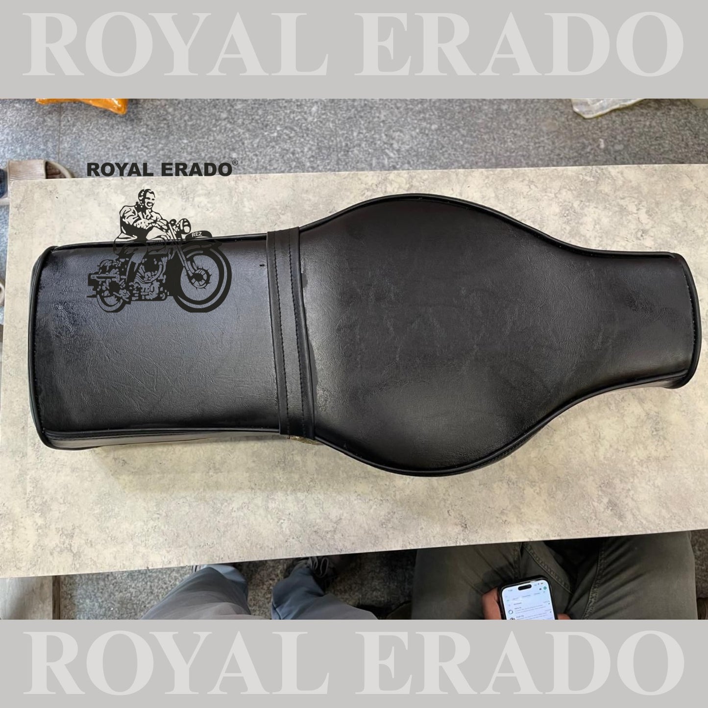 Royal Enfield Classic Electra Standard vintage old model g2 style seat with brass buckle and golden plastic beading