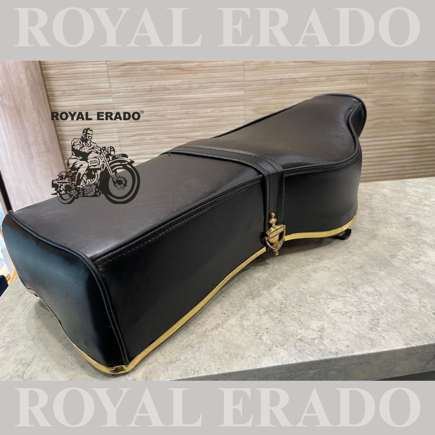 Royal Enfield Classic Electra Standard vintage old model g2 style seat with brass buckle and golden plastic beading