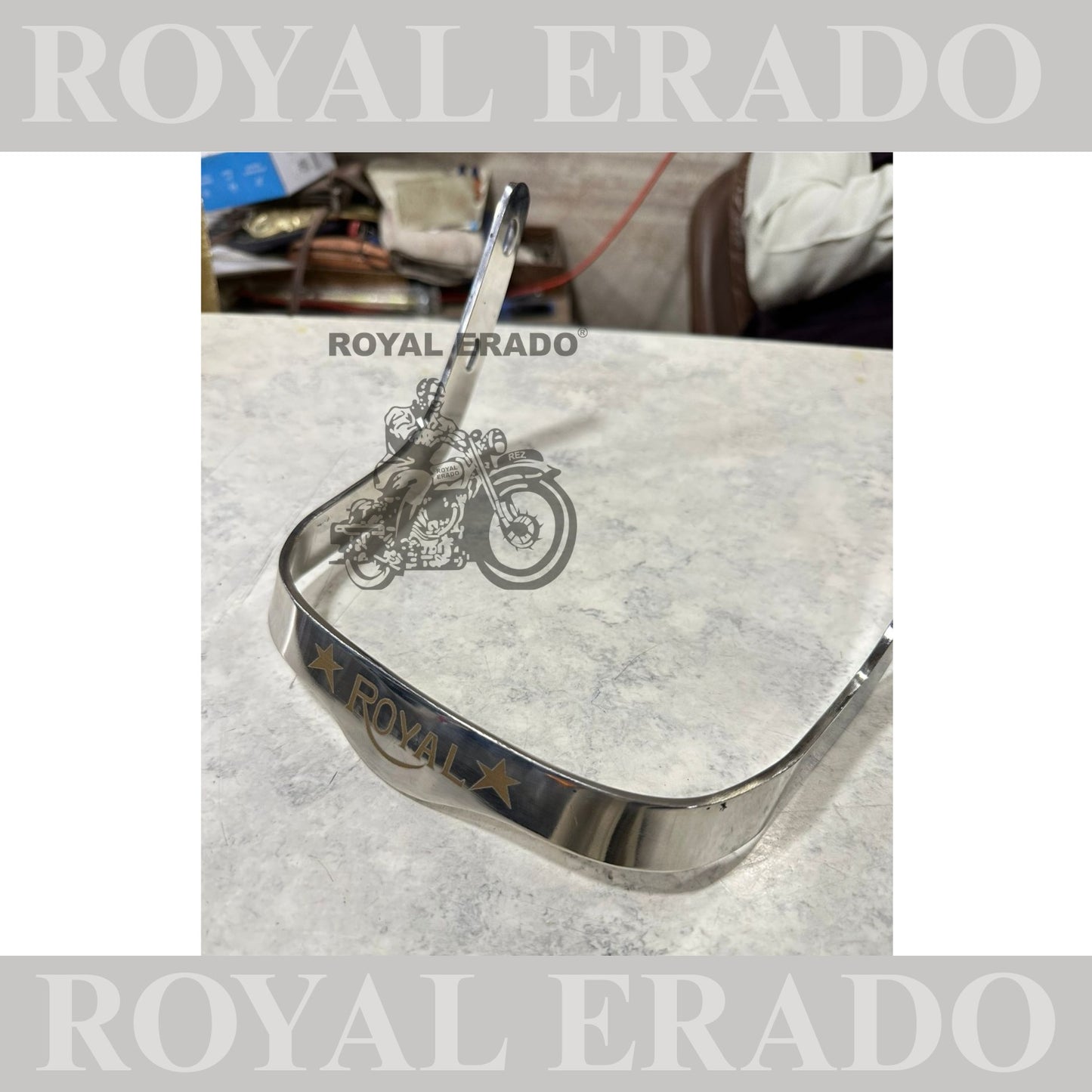 Royal Enfield rear stainless steel seat handle with royal written with laser For classic Electra and Standard vintage g2 old model Royal Enfield