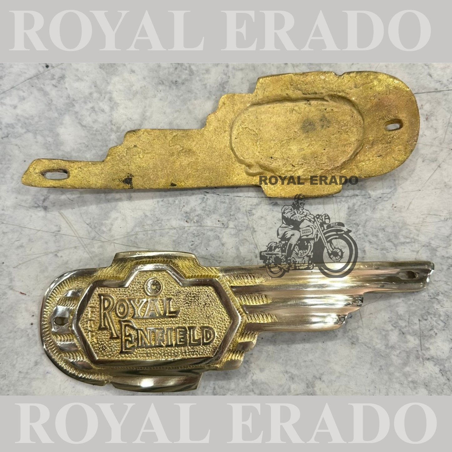 Tank monogram royal Enfield written in brass for 1962 vintage old model g2 standard.