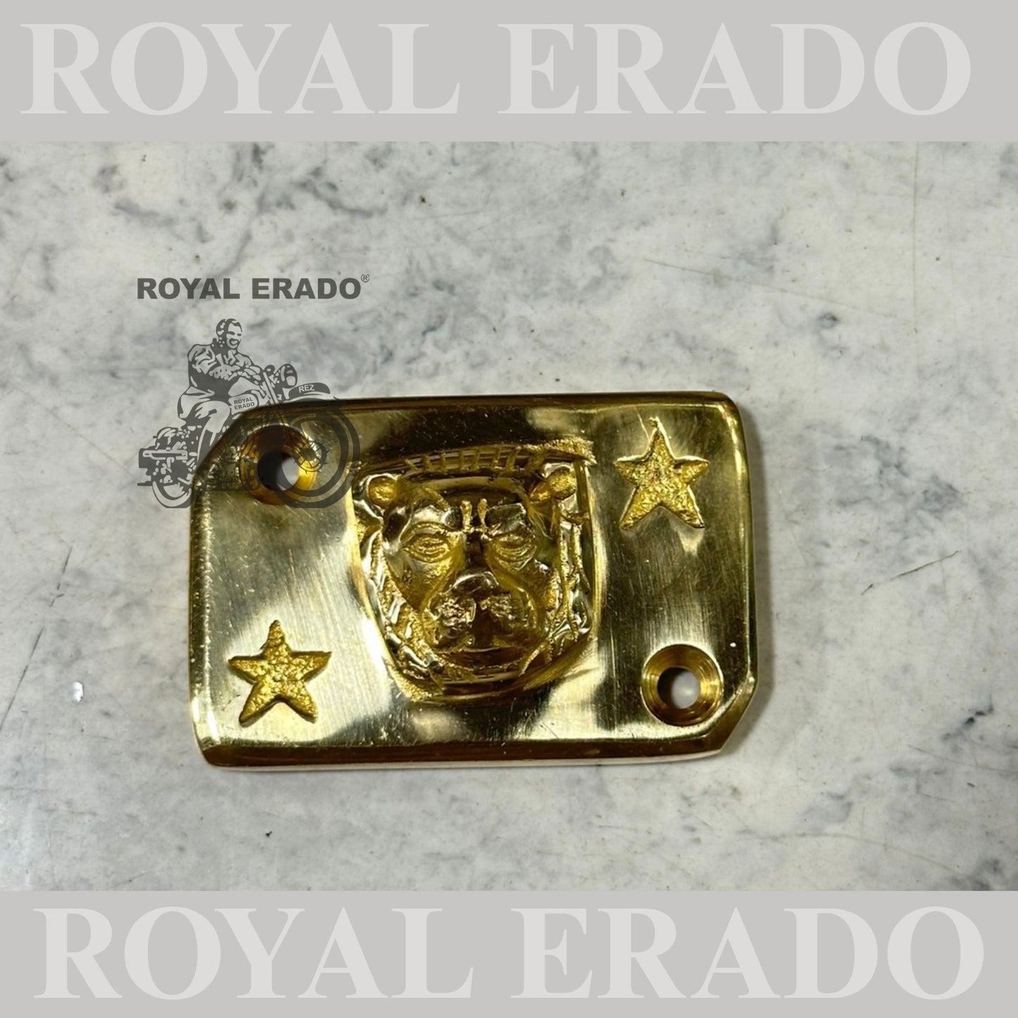 Royal Enfield classic Electra standard disc brake cap master cylinder cap with lion logo in brass