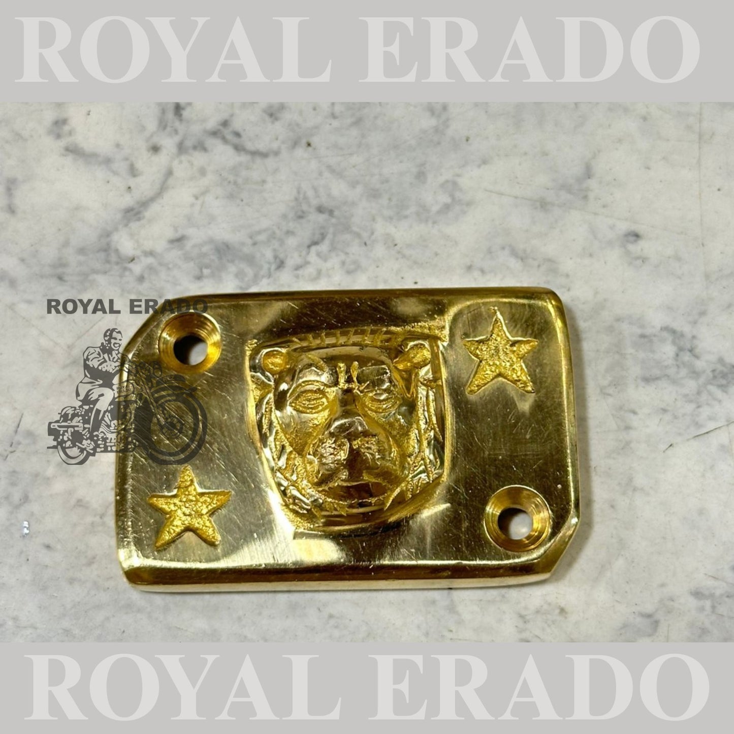 Royal Enfield classic Electra standard disc brake cap master cylinder cap with lion logo in brass