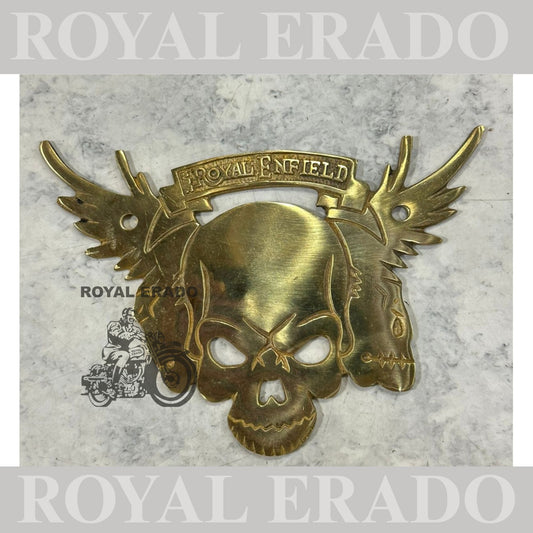 Royal enfield brass danger devil skull face monogram logo in brass for reborn classic electra standard battalion meteor 350cc hunter 350cc Fit to tool box air filter box battery cover