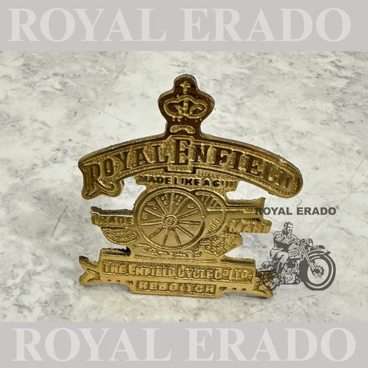 Royal Enfield brass made like a gun logo for Reborn Classic Electra Standard Meteor 350cc Hunter 350cc Fit to tool box air filter box
