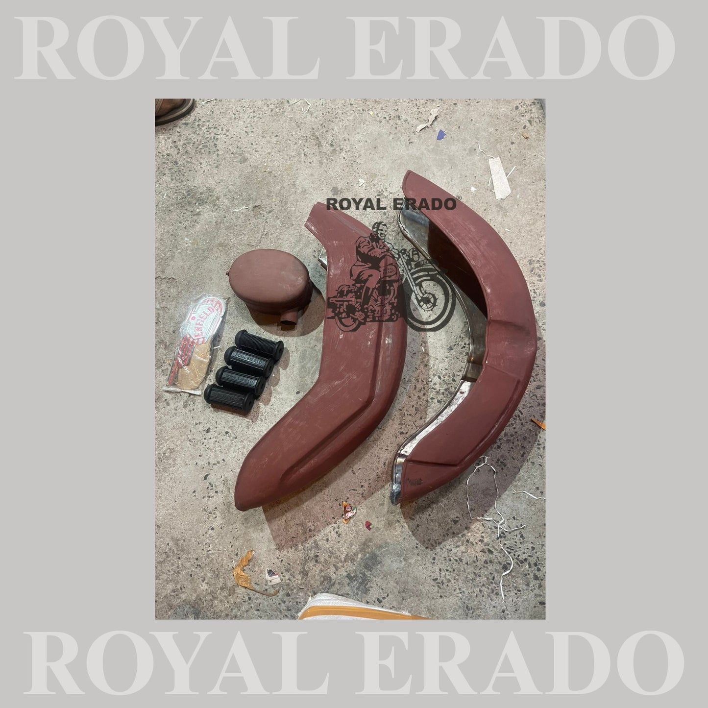 Royal Enfield old model g2 1962 model box type rear mudguard and front mudguard with number plate