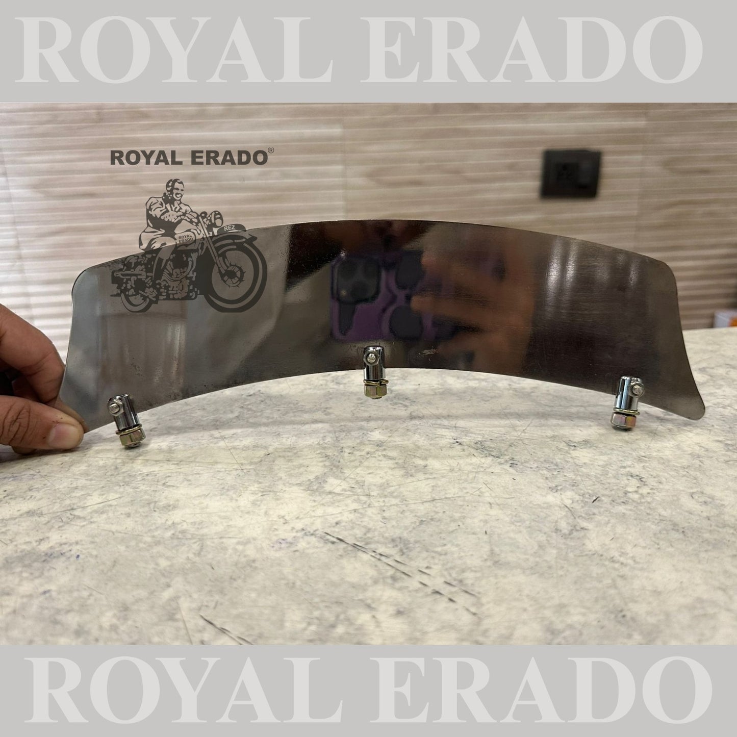 Royal Enfield g2 model vintage 1962 old model chrome number plate for front mudguard with fixing nut khutti in stainless steel non-rustable