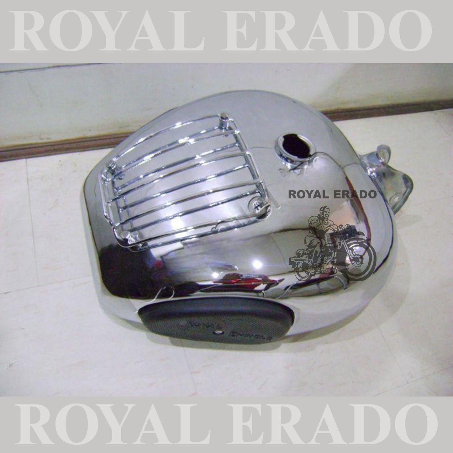 Royal Enfield Classic Electra Standard 18 to 20 litters tank with grill and knee pad in chrome