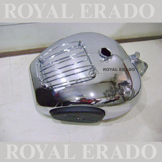 Royal Enfield Classic Electra Standard 18 to 20 litters tank with grill and knee pad in chrome