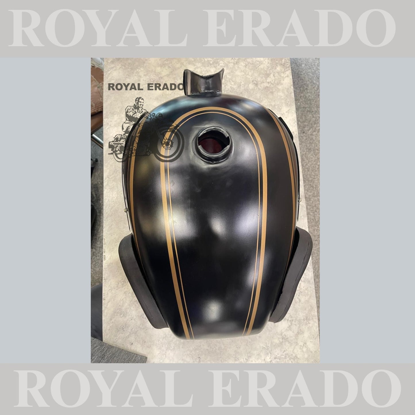 Royal Enfield Classic Electra Standard vintage g2 old 1962 model tank in matt black with monogram  knee pads