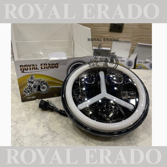 Royal Erado Mercedes head light 110 watt for Royal Enfield Reborn Classic Electra Standard Battalion