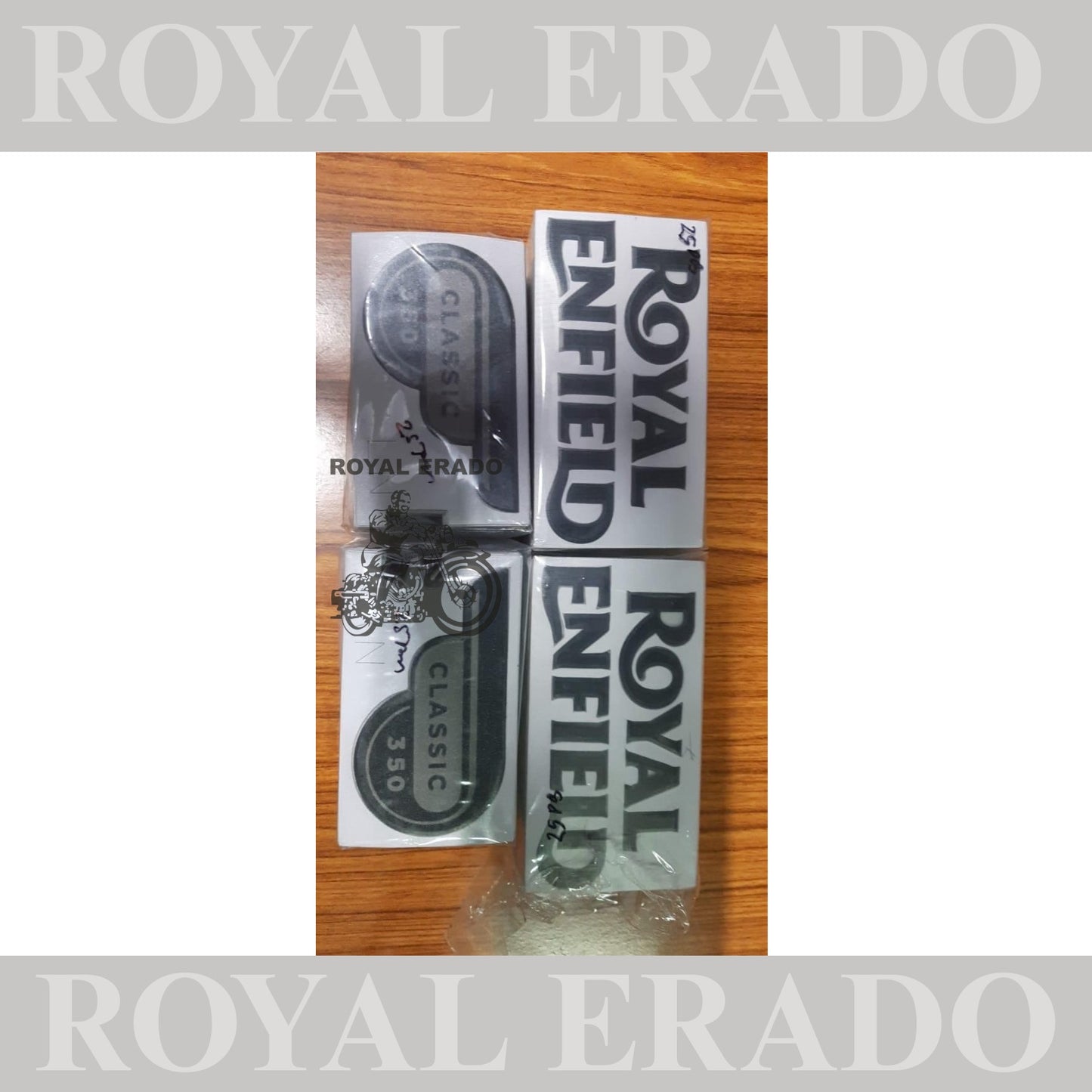Royal Enfield Classic 350cc black tank and tool box sticker in black.