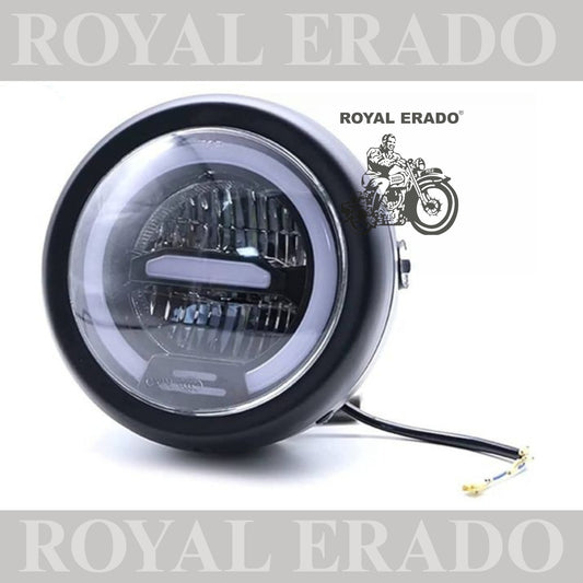 Royal Enfield avenger thunderbird complete head light with led projector for chopper bobber Harley 883 modification