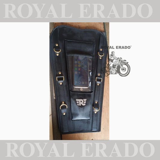Tank cover in black with phone holder for Royal Enfield Reborn Classic Electra Standard Battalion Meteor 350